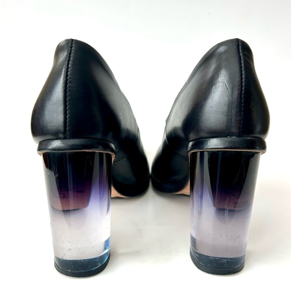 AGL Attilio Giusti Leombruni Lucite Heel Pumps Black Leather Platform Size 39 - Picture 10 of 13